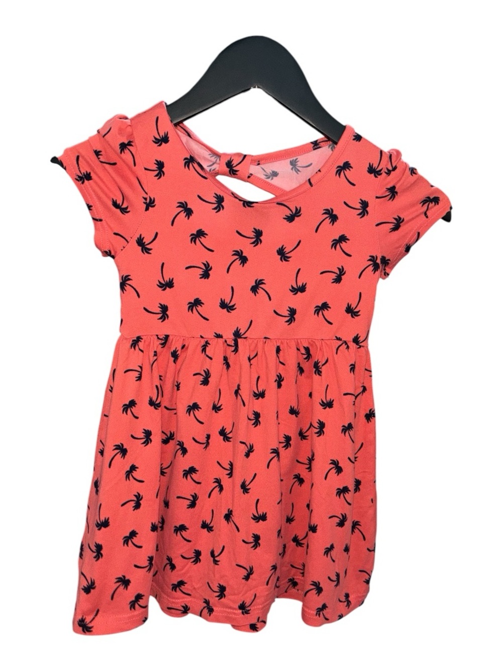 Member's Mark Girls Coral Pink Palm Tree Print Flip Flop Dress Size 4T